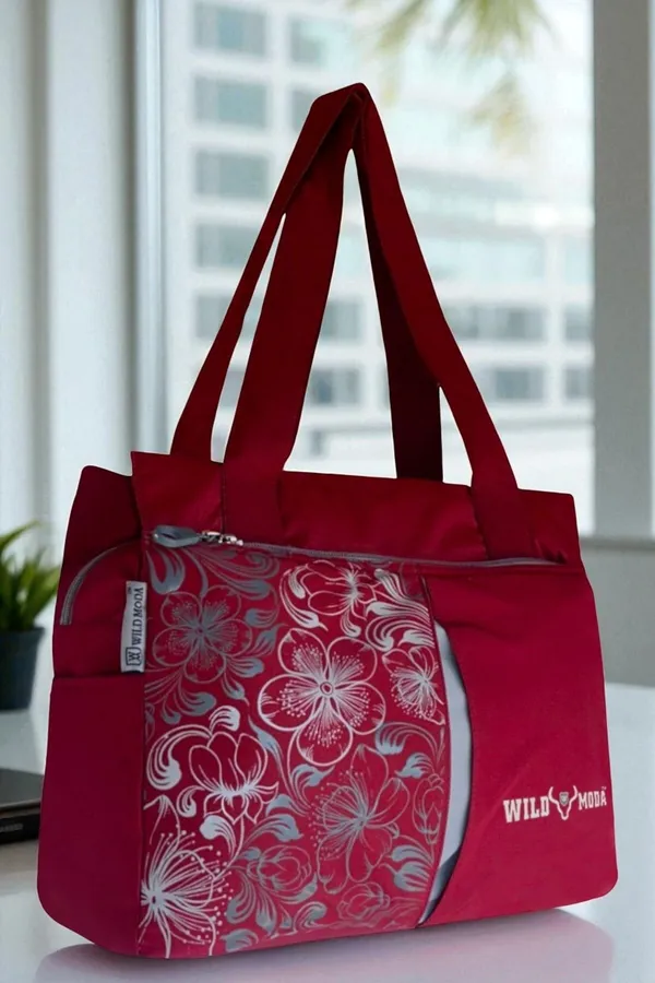 Maroon_Polyester_Printed_Zip_Closure_Shoulder_Bag_For_Women_(27_X_35_Cm)