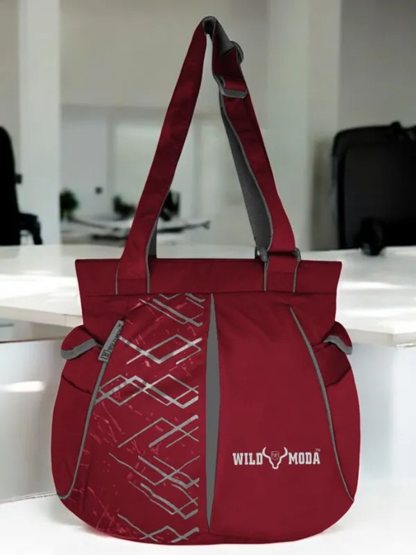 Maroon_&_Grey_Polyester_Printed_Zip_Closure_Shoulder_Bag_For_Women_(31_X_40_Cm)