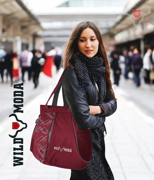 Maroon_&_Grey_Polyester_Printed_Zip_Closure_Shoulder_Bag_For_Women_(31_X_40_Cm)