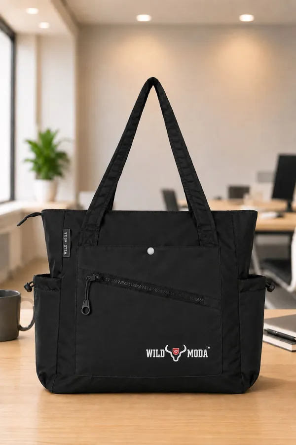 Black_Polyester_Solid_Zip_&_Velcro_Closure_Shoulder_Bag_For_Women_(33_X_32_Cm)