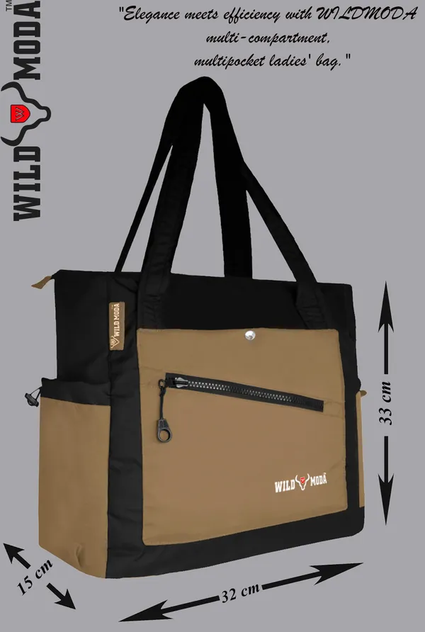 Black_&_Beige_Polyester_Solid_Zip_&_Velcro_Closure_Shoulder_Bag_For_Women_(33_X_32_Cm)