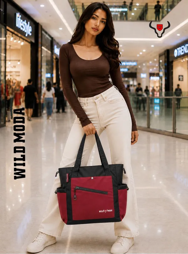 Black_&_Red_Polyester_Solid_Zip_&_Velcro_Closure_Shoulder_Bag_For_Women_(33_X_32_Cm)