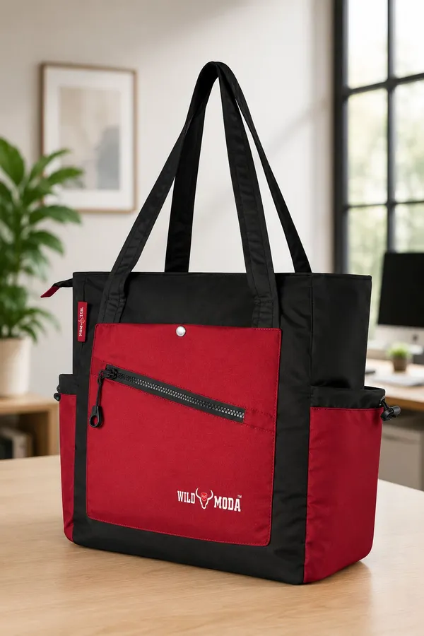 Black_&_Red_Polyester_Solid_Zip_&_Velcro_Closure_Shoulder_Bag_For_Women_(33_X_32_Cm)