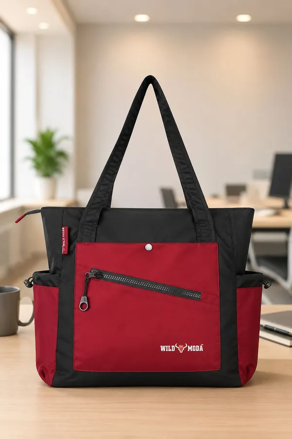 Black_&_Red_Polyester_Solid_Zip_&_Velcro_Closure_Shoulder_Bag_For_Women_(33_X_32_Cm)