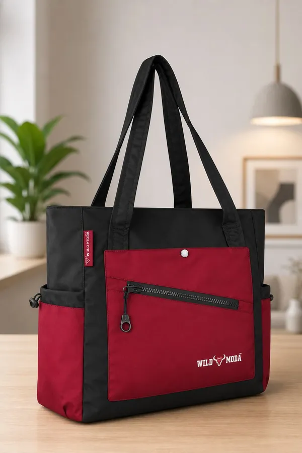 Black_&_Red_Polyester_Solid_Zip_&_Velcro_Closure_Shoulder_Bag_For_Women_(33_X_32_Cm)