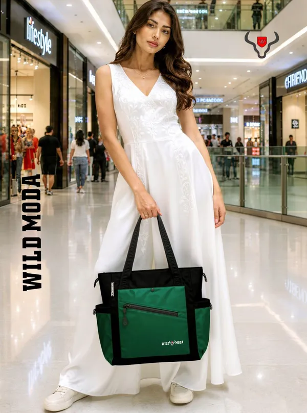 Black_&_Green_Polyester_Solid_Zip_&_Velcro_Closure_Shoulder_Bag_For_Women_(33_X_32_Cm)