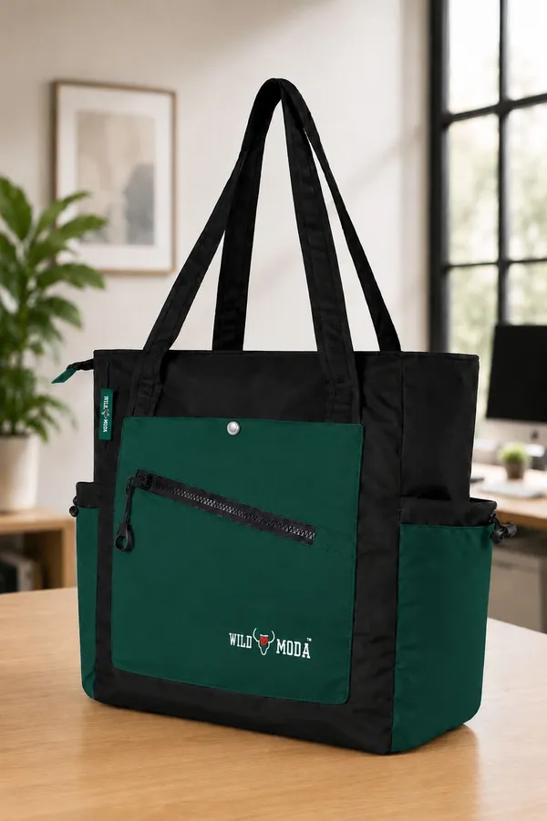 Black_&_Green_Polyester_Solid_Zip_&_Velcro_Closure_Shoulder_Bag_For_Women_(33_X_32_Cm)