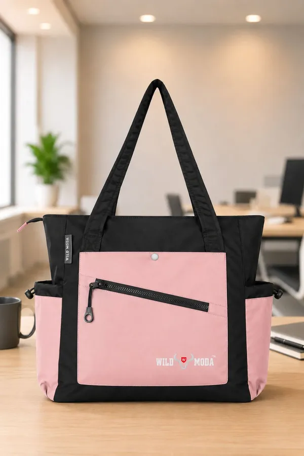 Black_&_Pink_Polyester_Solid_Zip_&_Velcro_Closure_Shoulder_Bag_For_Women_(33_X_32_Cm)