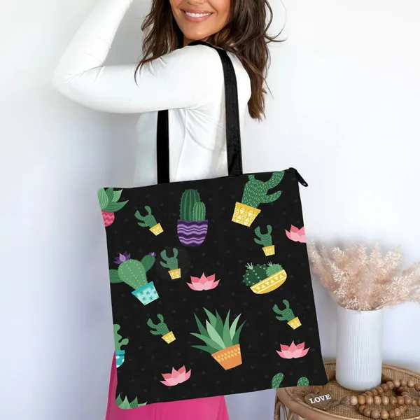 Cactus_Plant_Zipper_Tote_Bag_|_Premium_Canvas_Tote_Bag_for_Everyday_Use