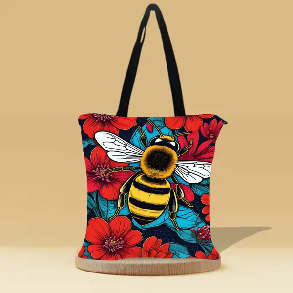 Huney_Bee_Zipper_Tote_Bag