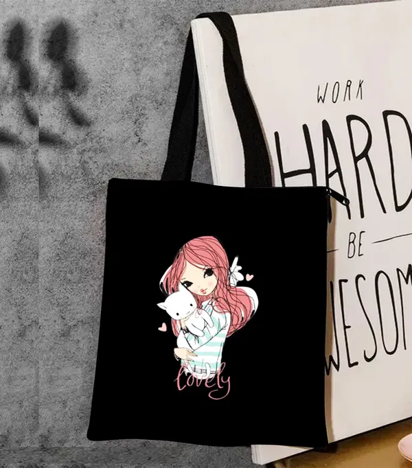 Multicolor_Canvas_Cute_Girl_Zipper_Tote_Bag_For_Women_(16_X_14_X_4_In)_|_Premium_Canvas_Tote_Bag_for_Everyday_Use