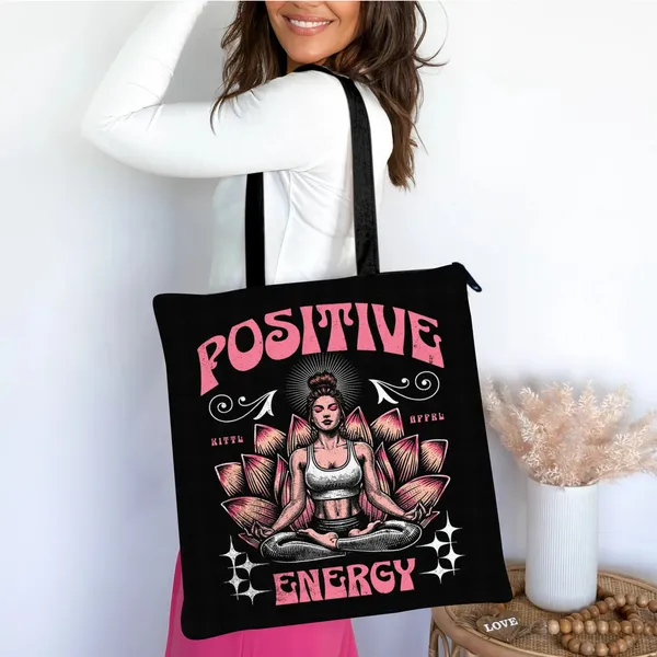 Positive_Energy_Zipper_Tote_Bag_|_Premium_Canvas_Tote_Bag_for_Everyday_Use