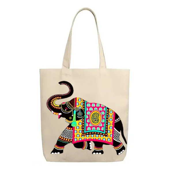 Rajasthani_Hathi_White_Tote_Bag_|_Premium_Canvas_Tote_Bag_for_Everyday_Use