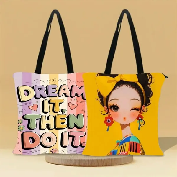 Dream_&_Smile_Tote_Combo_-_Dream_It_+_Winky_Girl_Tote_Bags(Pack_of_2)