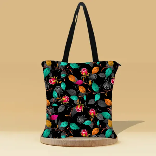 Floral_Vine_Zipper_Tote_Bag