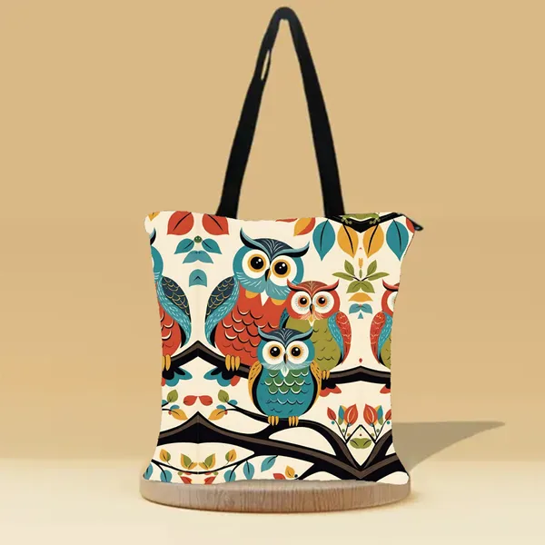 Owl_Family_Zipper_Tote_Bag