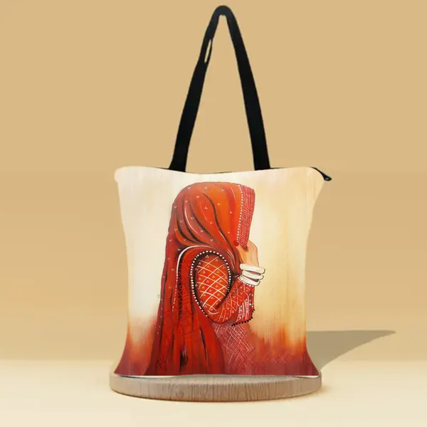 Rajasthani_Woman_Zipper_Tote_Bag