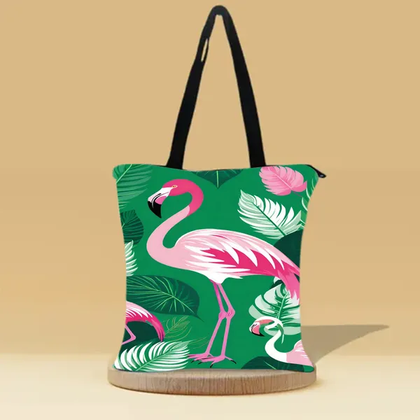 Flamingo_Bird_Zipper_Tote_Bag