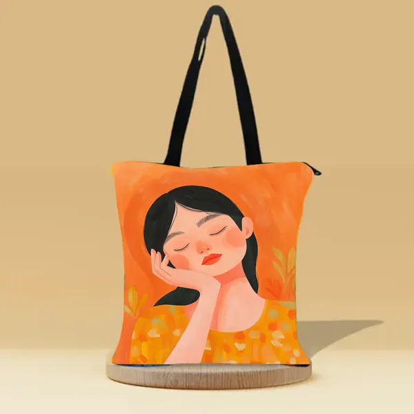 Sleeping_Girl_Zipper_Tote_Bag