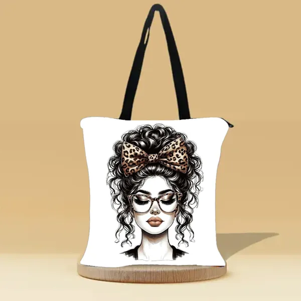 Curly_Girl_Zipper_Tote_Bag