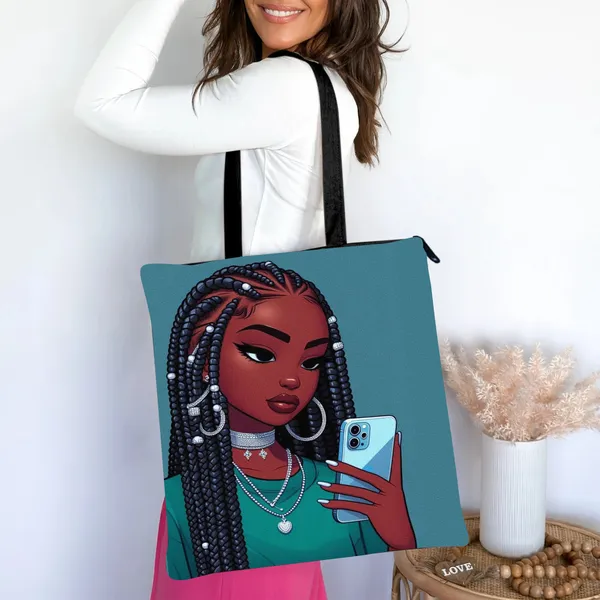 African_Girl_Zipper_Tote_Bag_|_Premium_Canvas_Tote_Bag_for_Everyday_Use