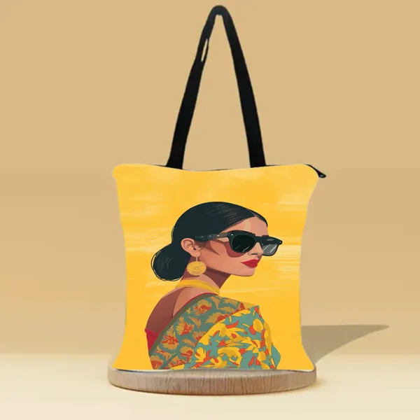 Indian_Girl_Zipper_Tote_Bag