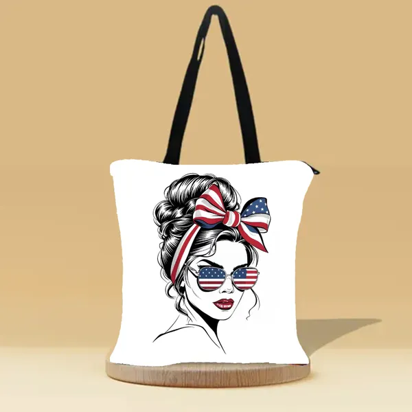 English_Girl_Zipper_Tote_Bag