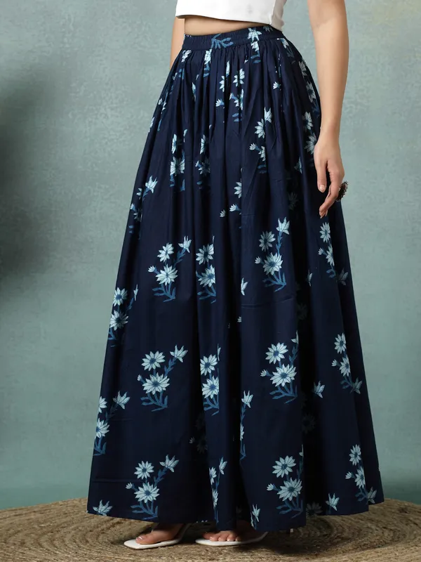 Blue_Cotton_Procian_Print_Rounded_Ankle_Length_Skirts_For_Women