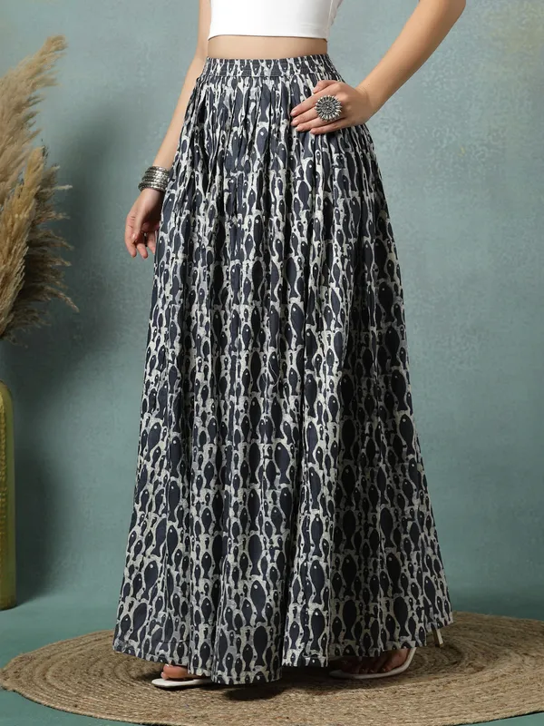 Grey_Cotton_Procian_Print_Rounded_Ankle_Length_Skirts_For_Women