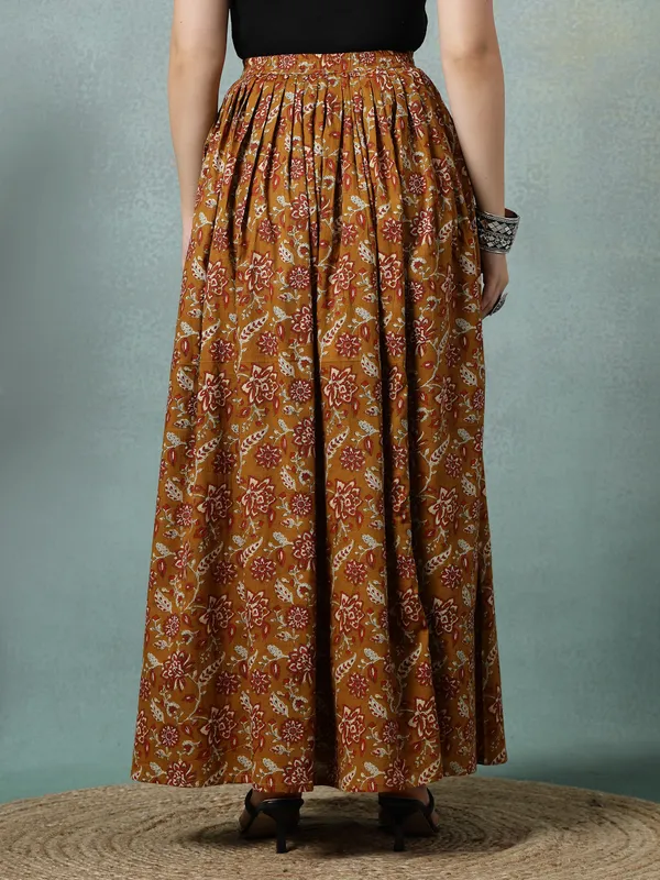 Brown_Cotton_Procian_Print_Rounded_Ankle_Length_Skirts_For_Women