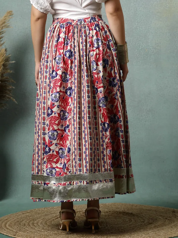 Creame_Cotton_Procian_Print_Rounded_Ankle_Length_Skirts_For_Women