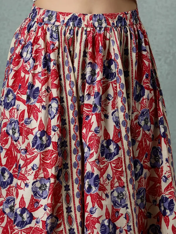 Creame_Cotton_Procian_Print_Rounded_Ankle_Length_Skirts_For_Women