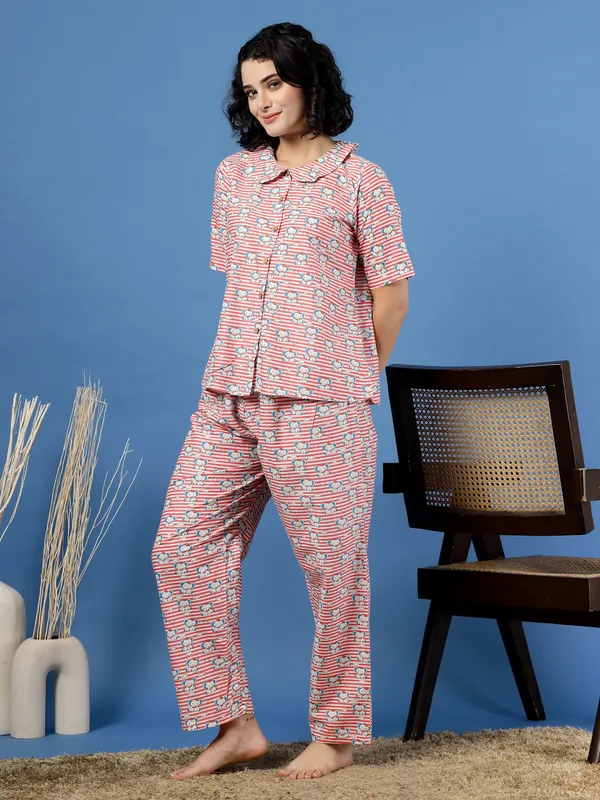 Pink_Cotton_Multi_Prints_1/2_Sleeves_Round_Neck_Regular_Ankle_Length_Night_Suit_For_Women
