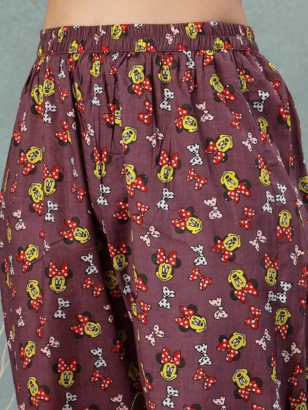 Brown_Cotton_Procian_Print_1/2_Sleeves_Round_Neck_Regular_Ankle_Length_Night_Suit_For_Women