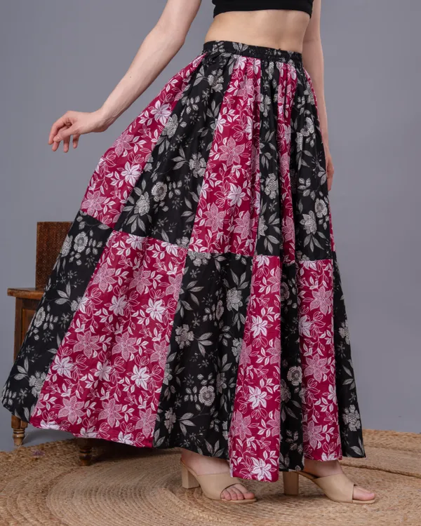 Multicolor_Cotton_Procian_Print_Anckle_Length_Skirts_For_Women