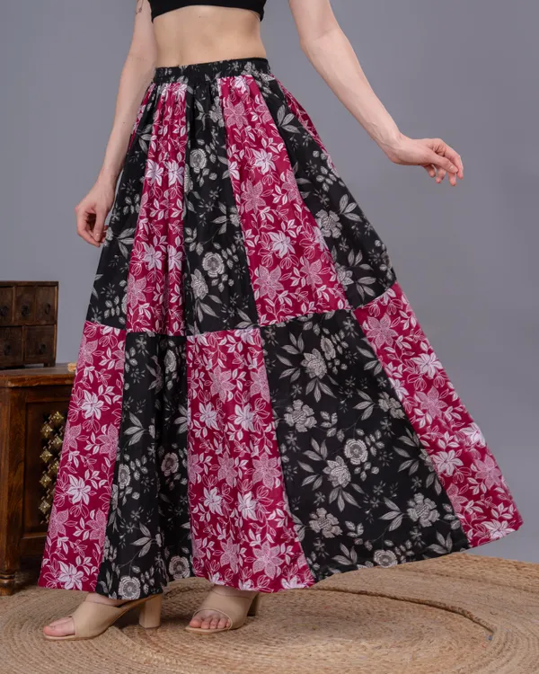 Multicolor_Cotton_Procian_Print_Anckle_Length_Skirts_For_Women