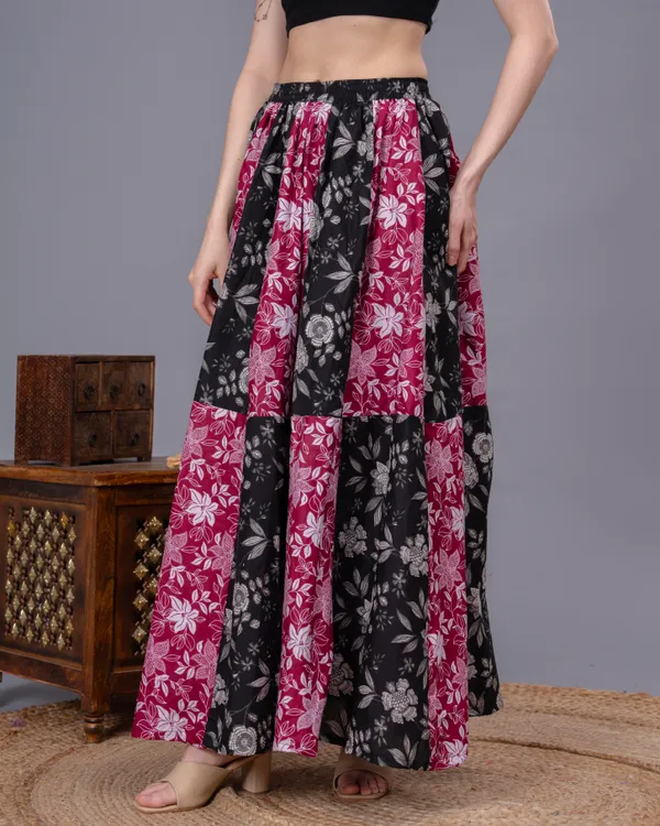 Multicolor_Cotton_Procian_Print_Anckle_Length_Skirts_For_Women