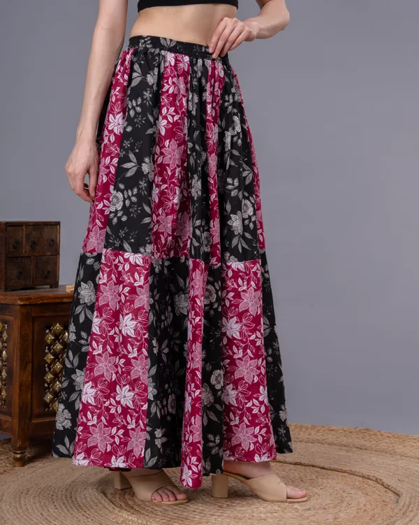 Multicolor_Cotton_Procian_Print_Anckle_Length_Skirts_For_Women