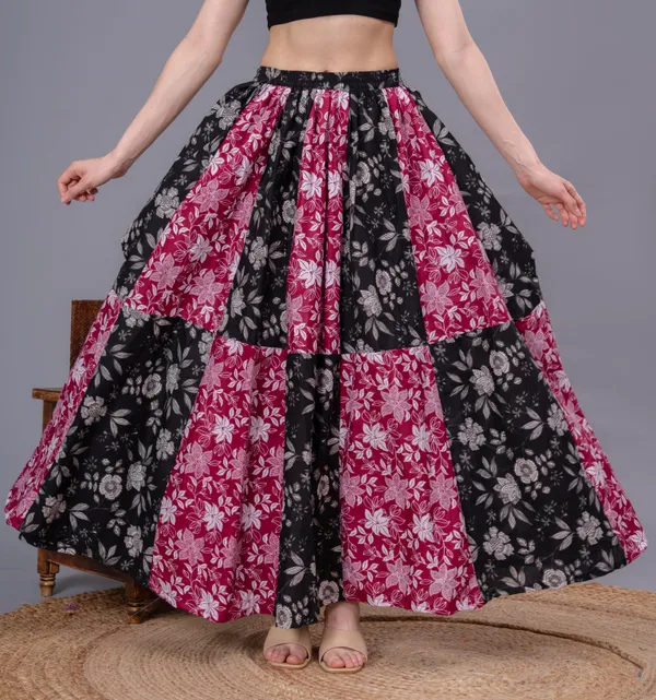 Multicolor_Cotton_Procian_Print_Anckle_Length_Skirts_For_Women