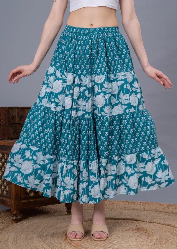 Rama_Green_Cotton_Procian_Print_Anckle_Length_Skirts_For_Women