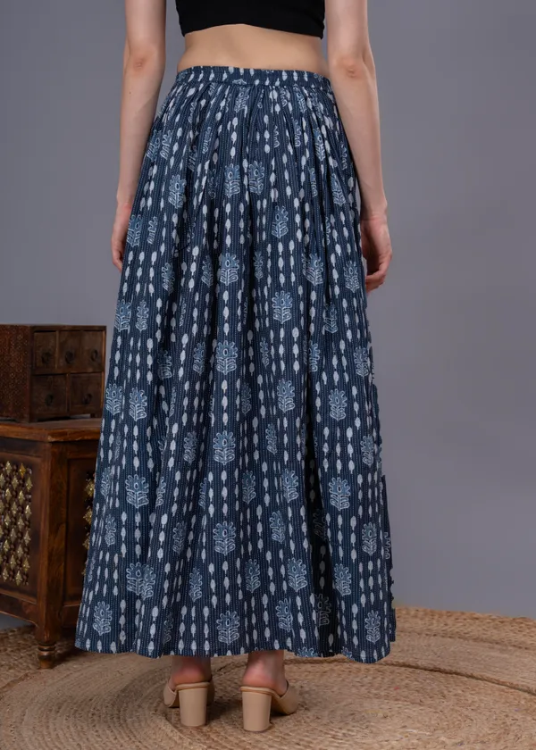 Blue_Cotton_Procian_Print_Anckle_Length_Skirts_For_Women