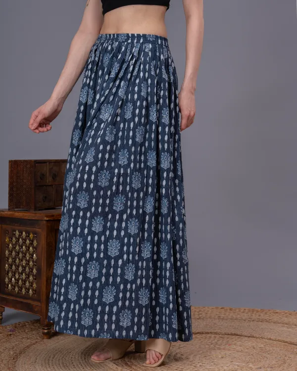 Blue_Cotton_Procian_Print_Anckle_Length_Skirts_For_Women