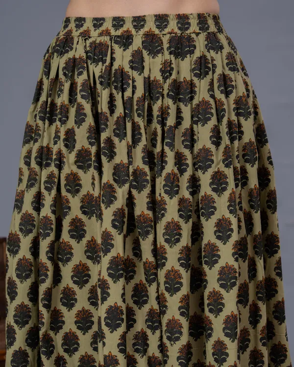 Green_Cotton_Procian_Print_Anckle_Length_Skirts_For_Women