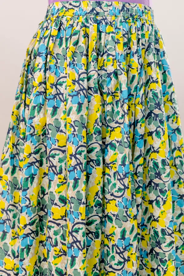 Yellow_Cotton_Procian_Print_Anckle_Length_Skirts_For_Women