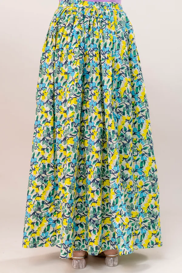 Yellow_Cotton_Procian_Print_Anckle_Length_Skirts_For_Women