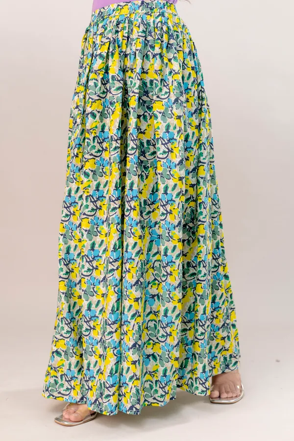Yellow_Cotton_Procian_Print_Anckle_Length_Skirts_For_Women