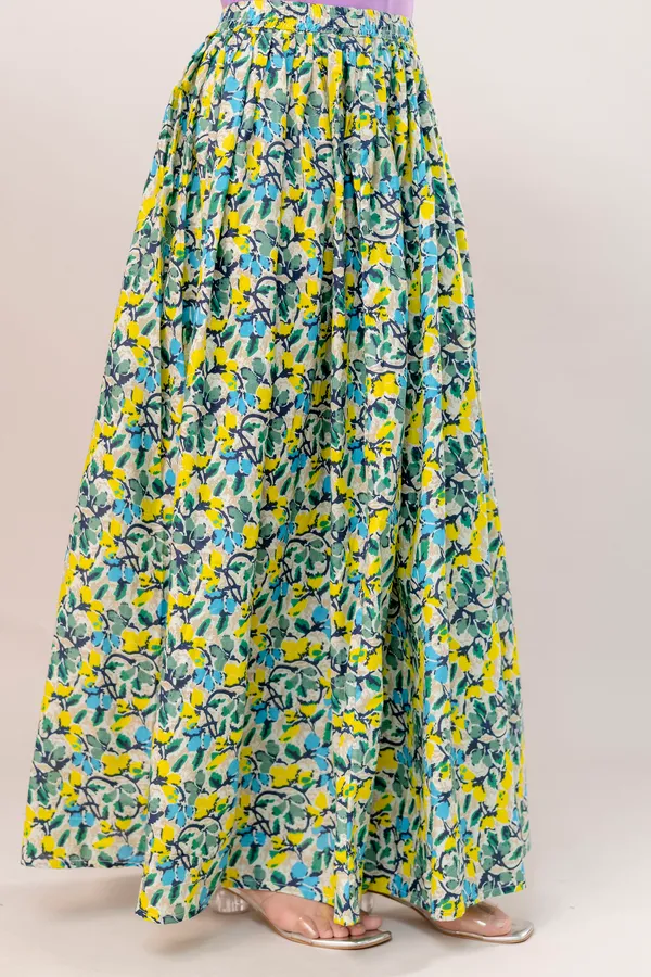 Yellow_Cotton_Procian_Print_Anckle_Length_Skirts_For_Women