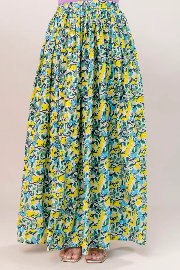 Yellow_Cotton_Procian_Print_Anckle_Length_Skirts_For_Women