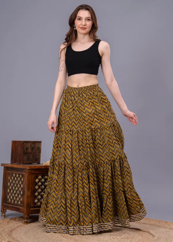 Green_Cotton_Procian_Print_Anckle_Length_Skirts_For_Women