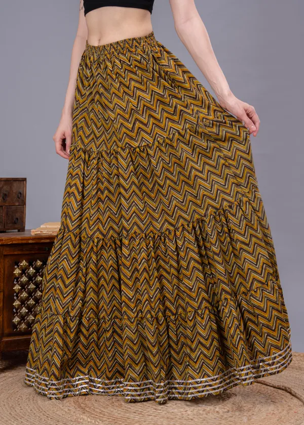 Green_Cotton_Procian_Print_Anckle_Length_Skirts_For_Women